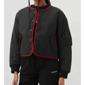 Nike Jordan Women's Quilted Flight Jacket Reversible Black Red Large NEW NWT